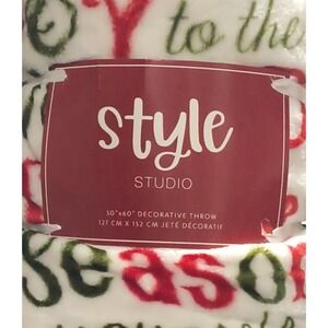 Christmas Velvet Throw, Style Studio, White, Red, Green, 50" x 60" Crazy Cozy